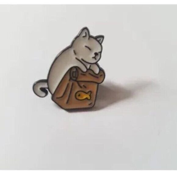 3/20 Cat Takeout Enamel Pin - Picture 1 of 1